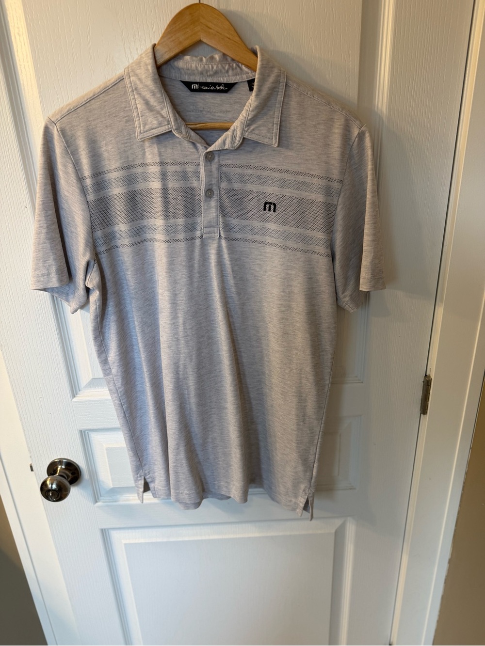 Travis Mathew Light Gray Men's Polo with Subtle Stripe